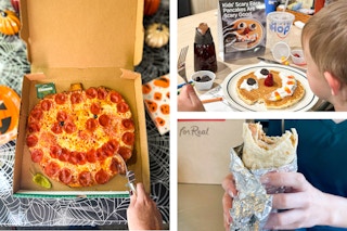 three images of halloween food deals 