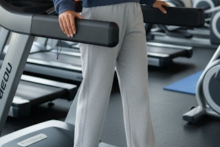 a woman wearing hanes sweatpants
