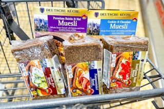 aldi german products grouped in a cart