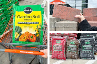 home depot soil, pavers, and mulch