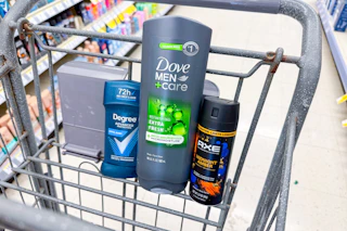 walgreens dove, axe, degree products in a shopping cart sponsored