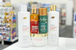 dove and sheamoisture hair care on a store counter
