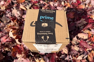 amazon package on leaves