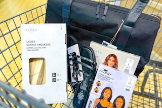 aldi-apparel-deals-weekender-bag-strappy-sandals-2-pack-bra-running-tights-canvas-sneakers-in-cart