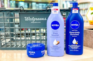walgreens basket next to nivea lotions and creme