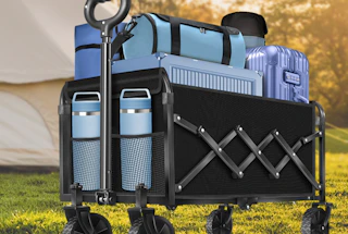 a foldable wagon outside