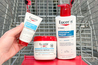 eucerin products in a shopping cart