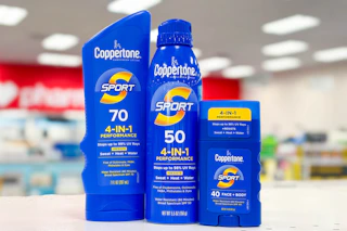 coppertone sunscreens on a store shelf