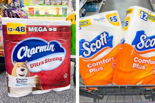 collage image of charmin and scott toilet paper