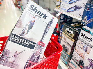 shark navigator swivel pro vacuum sitting in target cart