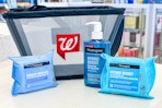 neutrogena products in front of a walgreens basket