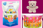 3 photos of the Micro Build a Bear Mini Bean plush toy