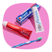 Squircle shaped image of Toothpaste themed commercial photography