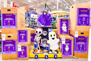 halloween decor in store at lowes